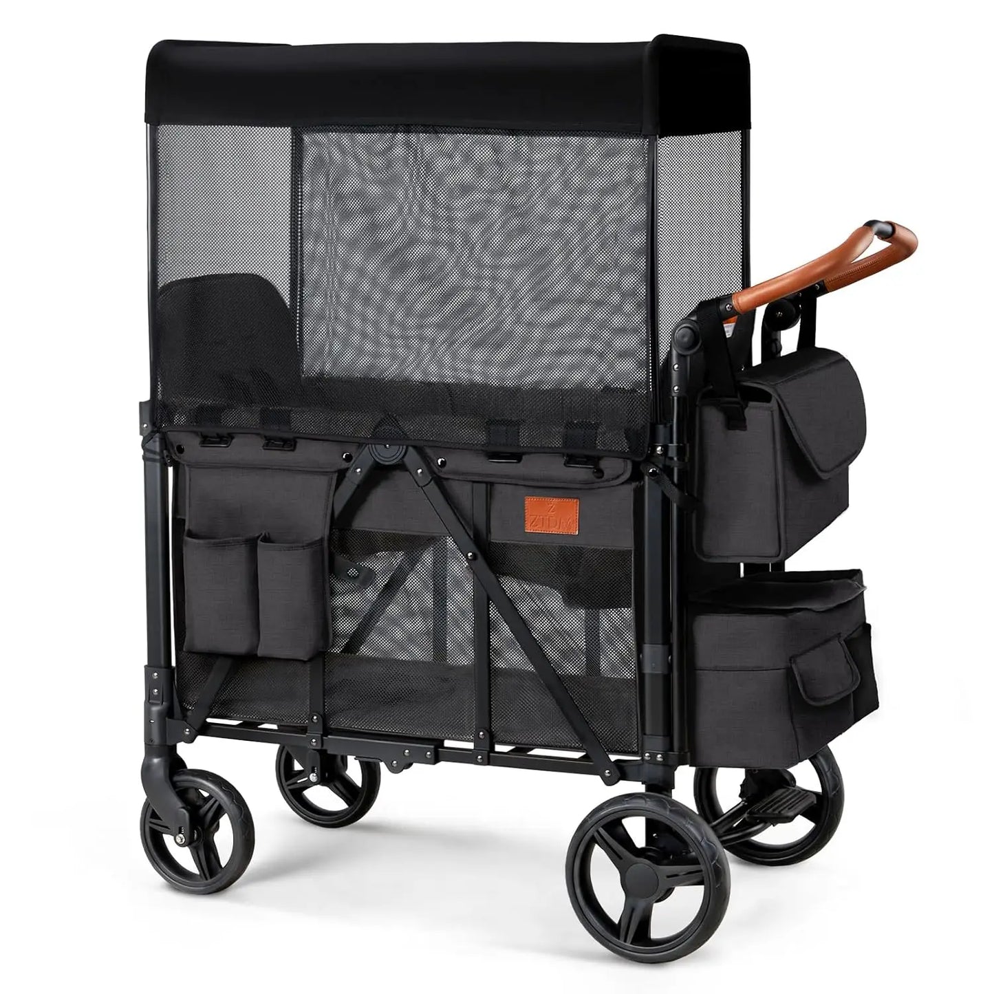 Wagon Stroller for 2 Kids Foldable All-Terrain with Canopy and Organizer