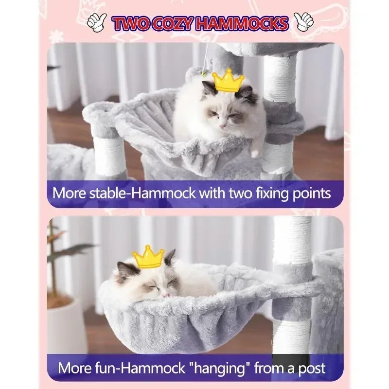 HOME Cat Tree Tower with Condo 2 Baskets Large Platform Scratch Posts