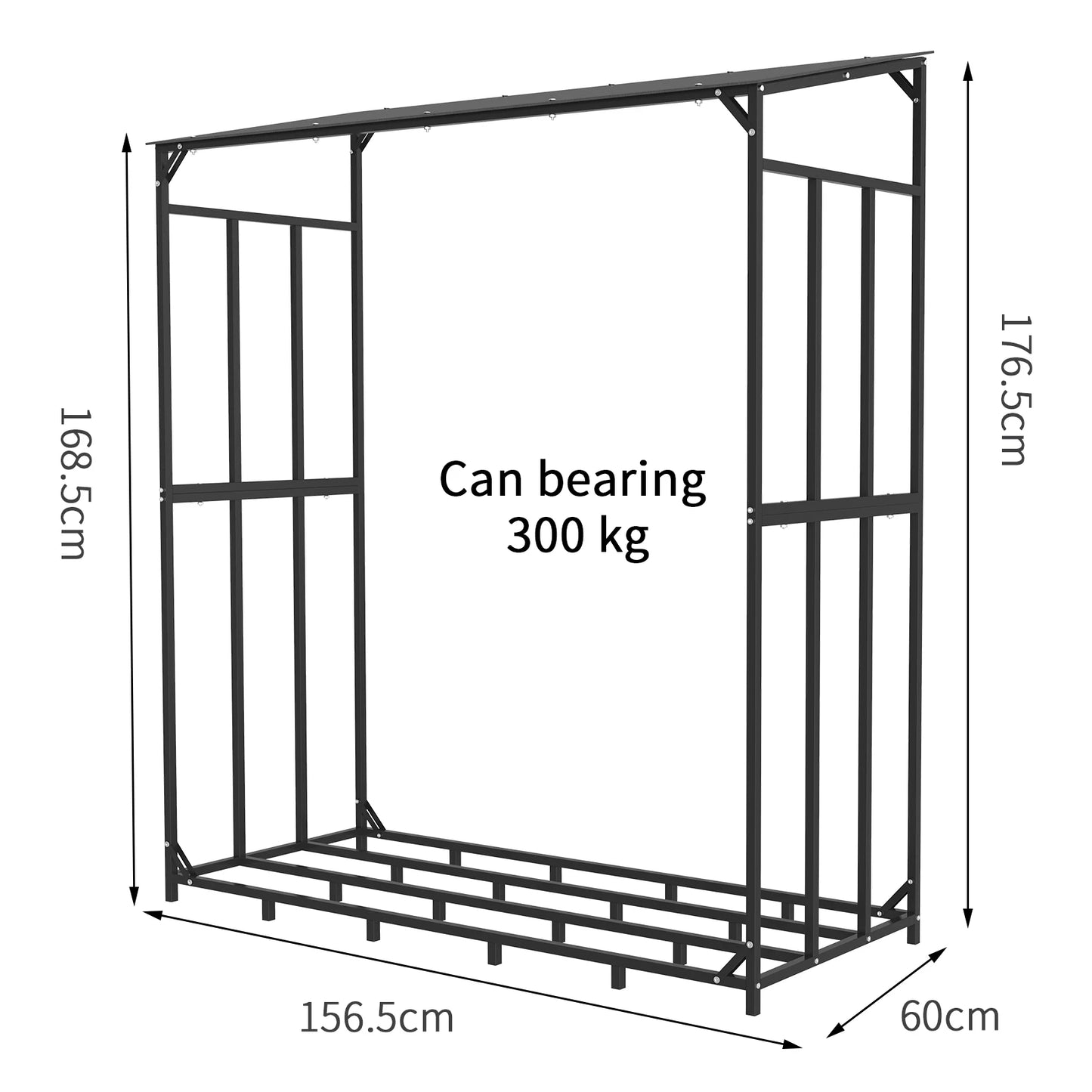 Extra Large Tall Outdoor Firewood Rack with Waterproof Cover