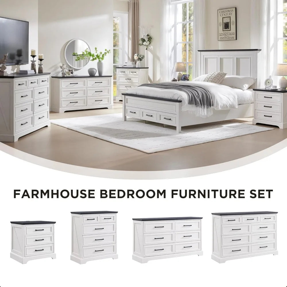 **** Farmhouse 9 Drawer Dresser Tall Modern Bedroom Storage Furniture