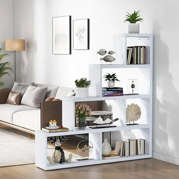L Shaped 4 Tier Bookshelf Corner Display Rack 10 Shelves Modern Home Storage