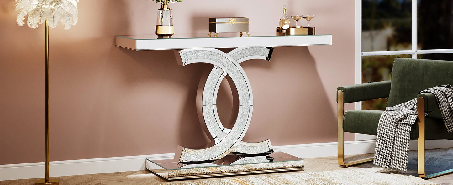 Ljustra Modern 39-Inch Console Table Faux Marble Gold Metal Legs