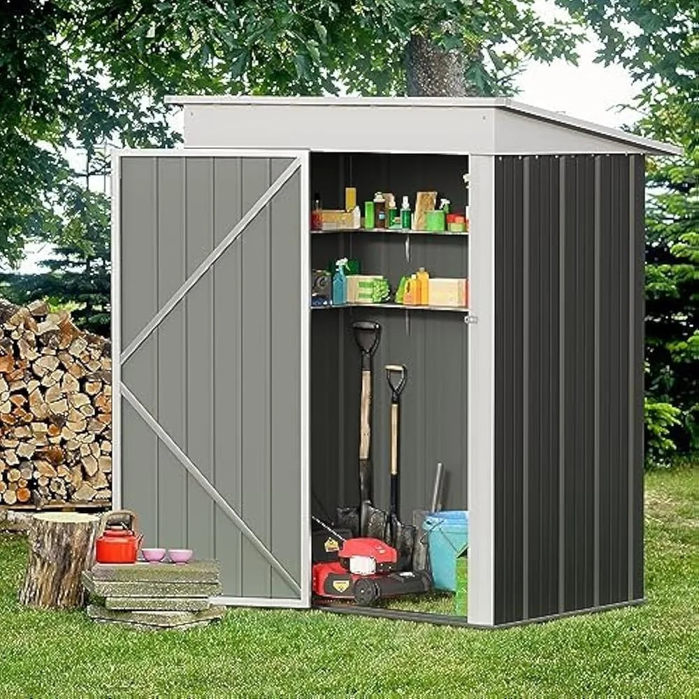 Outdoor Storage Shed 5x3 FT Metal Garden Shed for Backyard Lawn