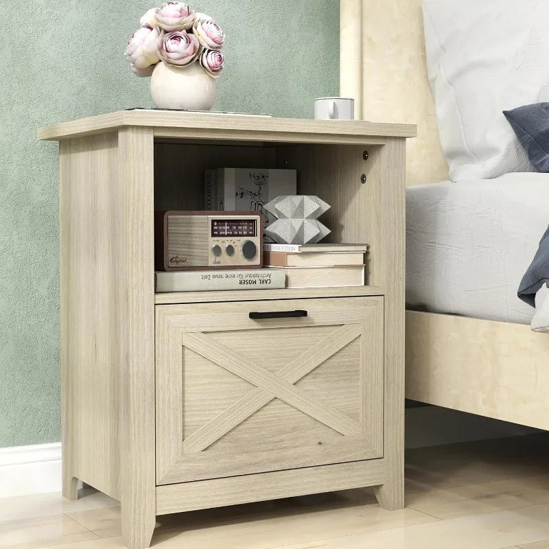 Ljustra 30 Inch Tall Nightstand Set of 2 Sturdy Wood Bedside Table