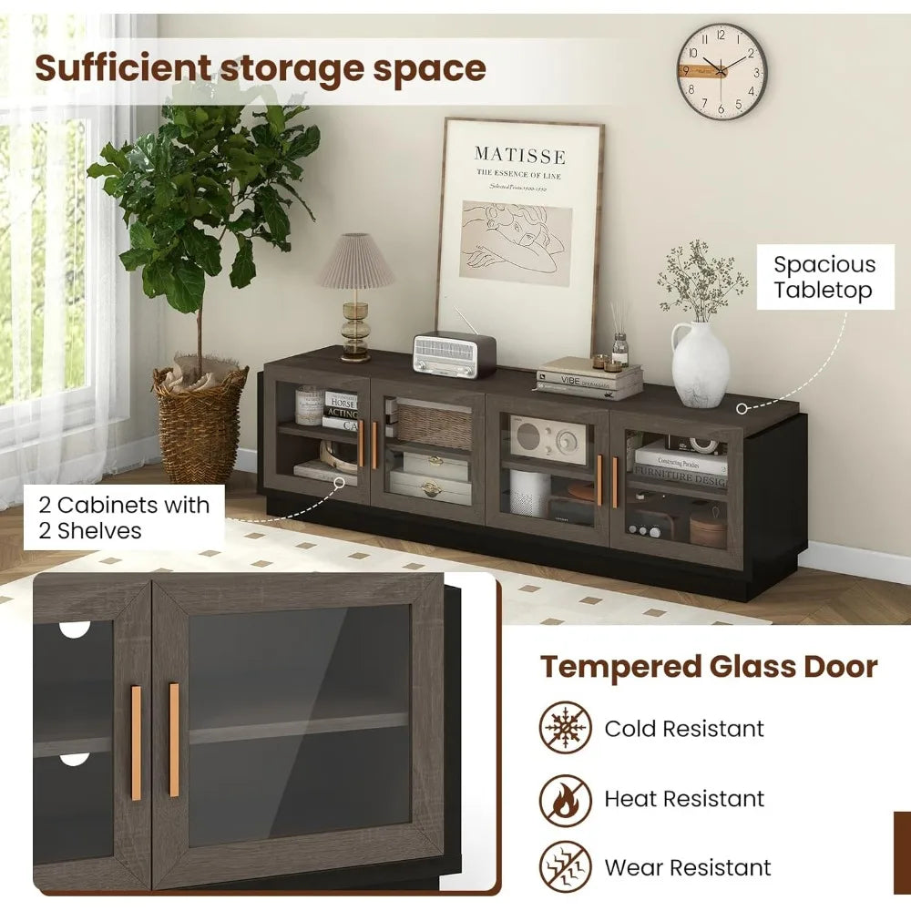 Large TV Stand for 75 Inch TVs Modern Entertainment Center with Storage