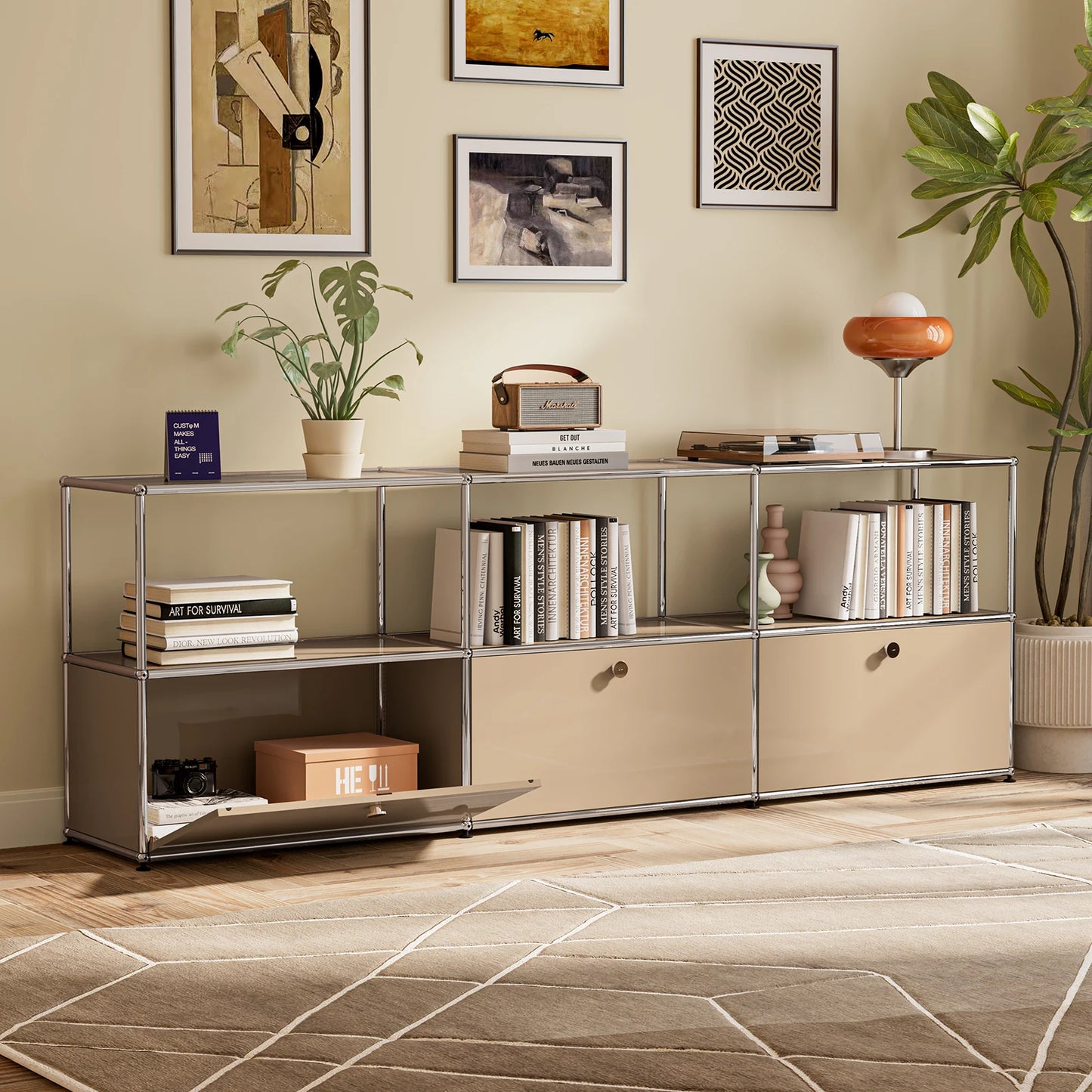 Modern Stainless Steel Storage Cabinet Organizer for Living Room Office