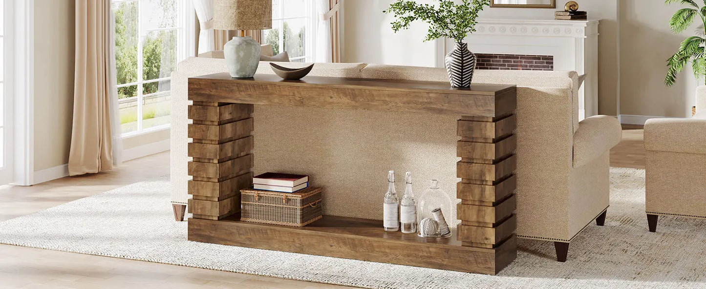 70.8-Inch Console Table Narrow Entryway Sofa Table with Storage