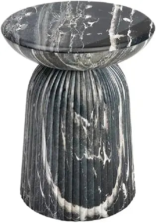 Maddox Side Table Gray Faux Marble Round Accent Table Roman Design