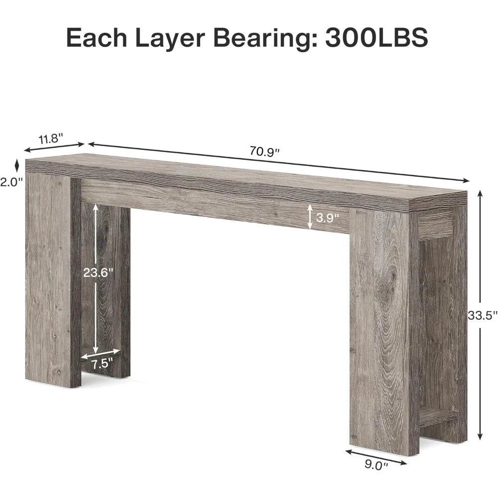 70.9 Inch Extra Long Farmhouse Console Table Narrow Entryway Sofa Table