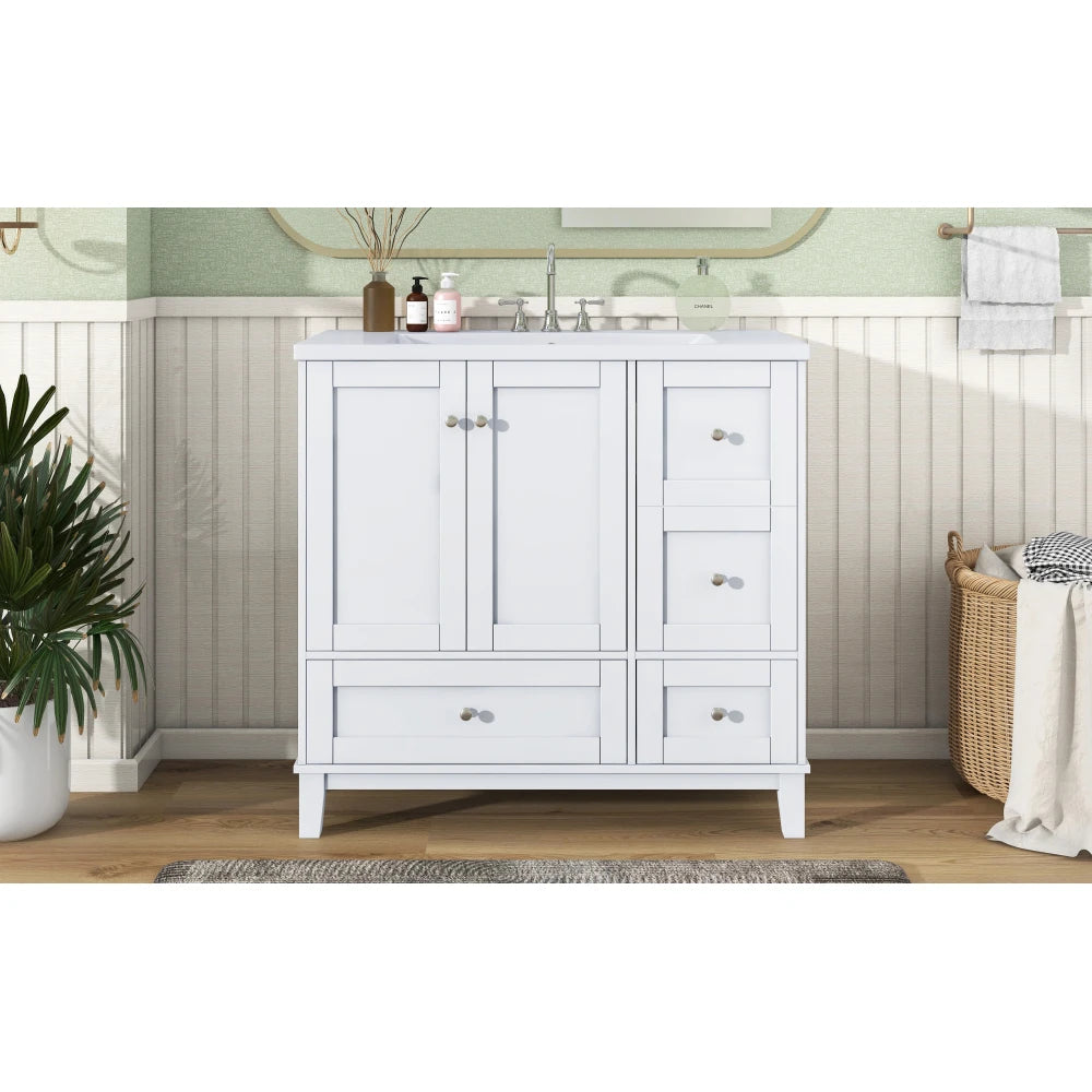 36 Inch Modern Bathroom Vanity with USB Charging and Ample Storage