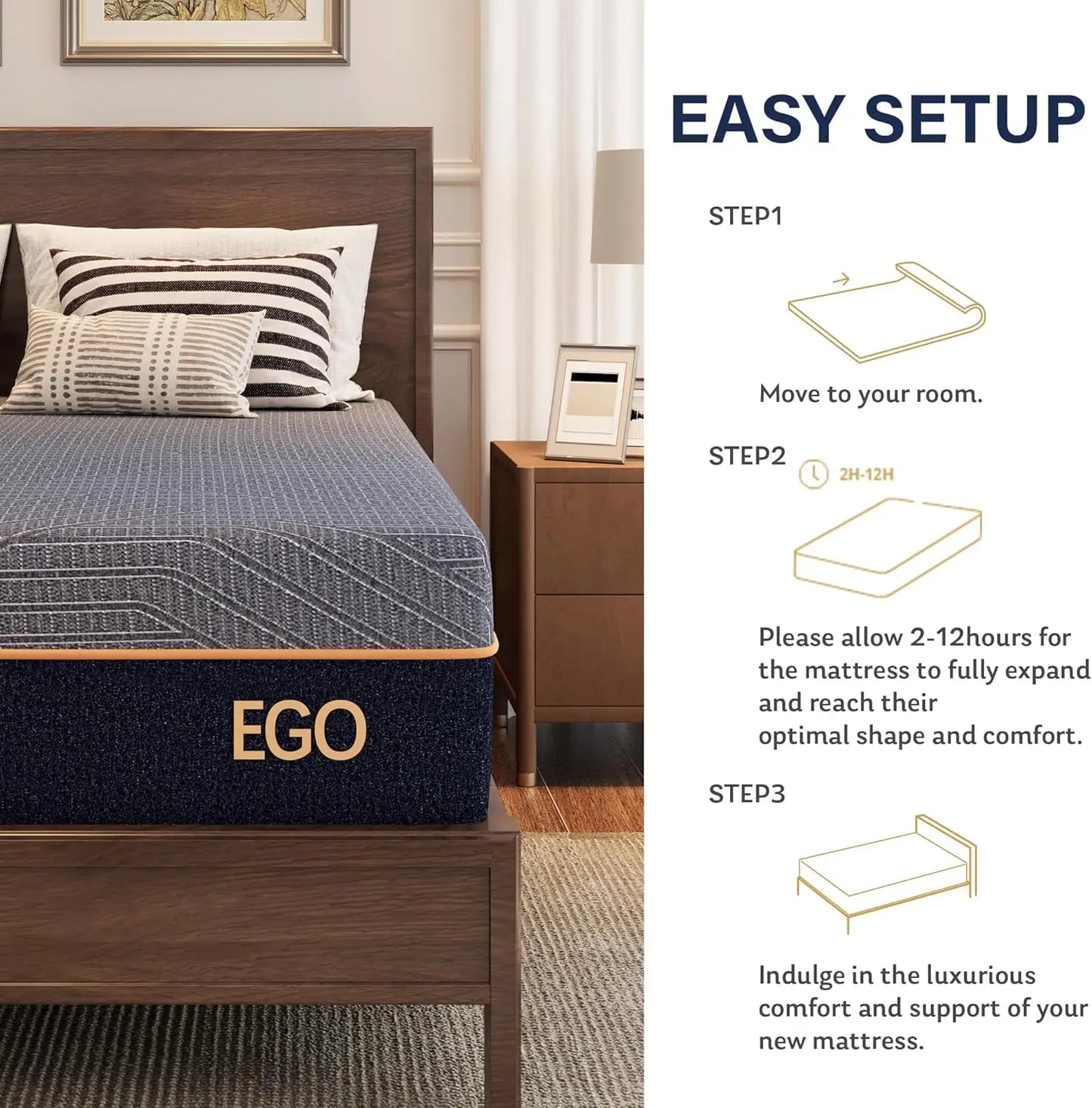 Ljustra Copper Gel Cooling Memory Foam Mattress for Back Pain Relief