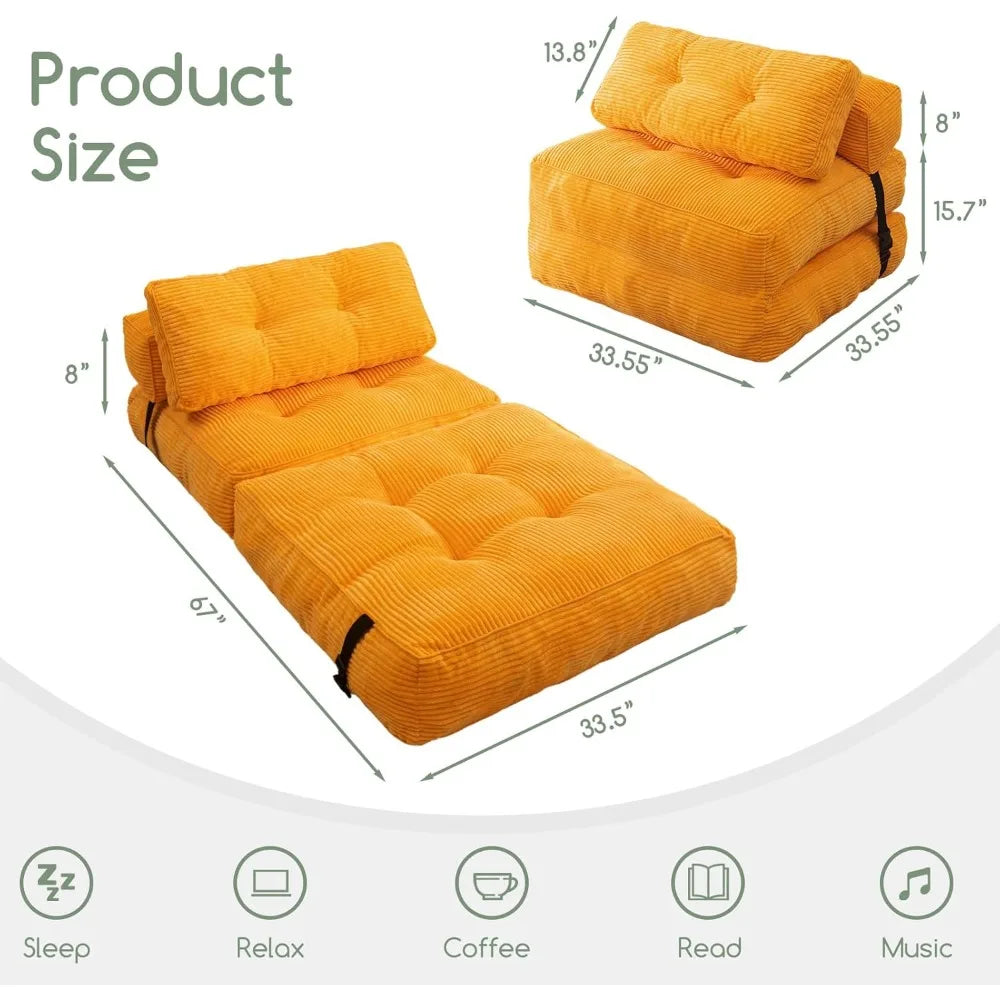 Folding Couch Sofa Bed Convertible Sleeper Chair Portable Mattress