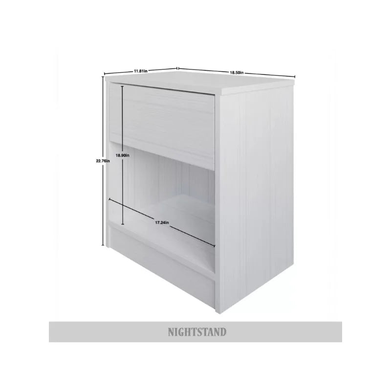 Versatile Wood Side Table Minimalist Nightstand with Drawer for Living Room