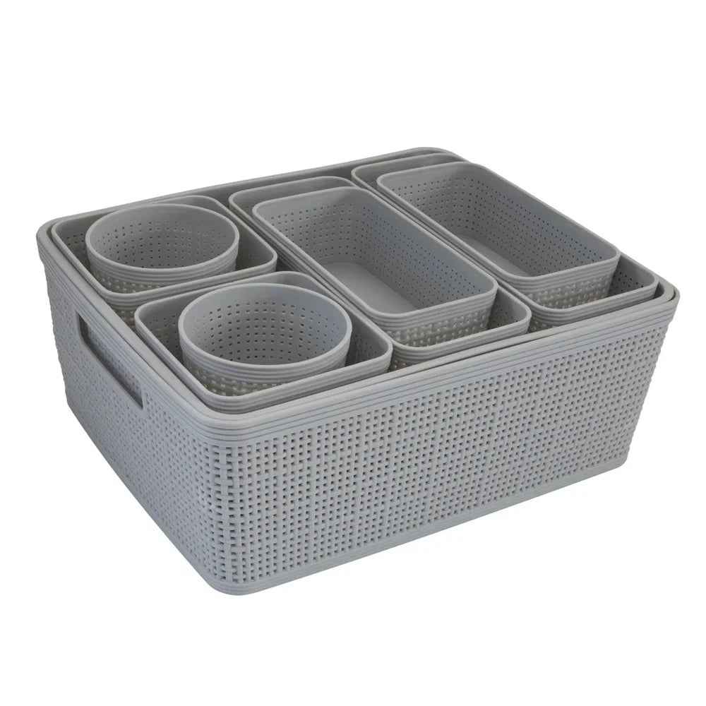 10 Pack Plastic Storage Baskets Set Organizer for Home Office Dorms