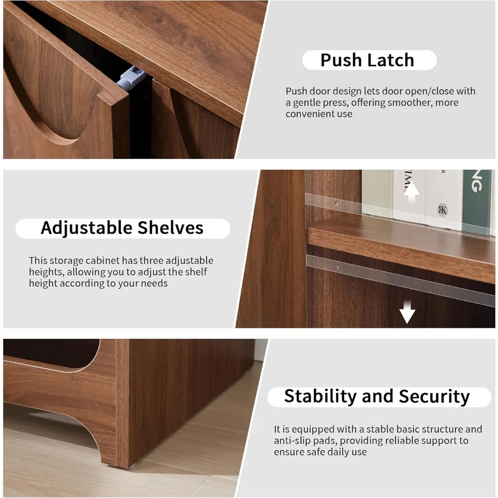 Mid Century Modern Sideboard Buffet Cabinet Storage Set of 2 63 Inch