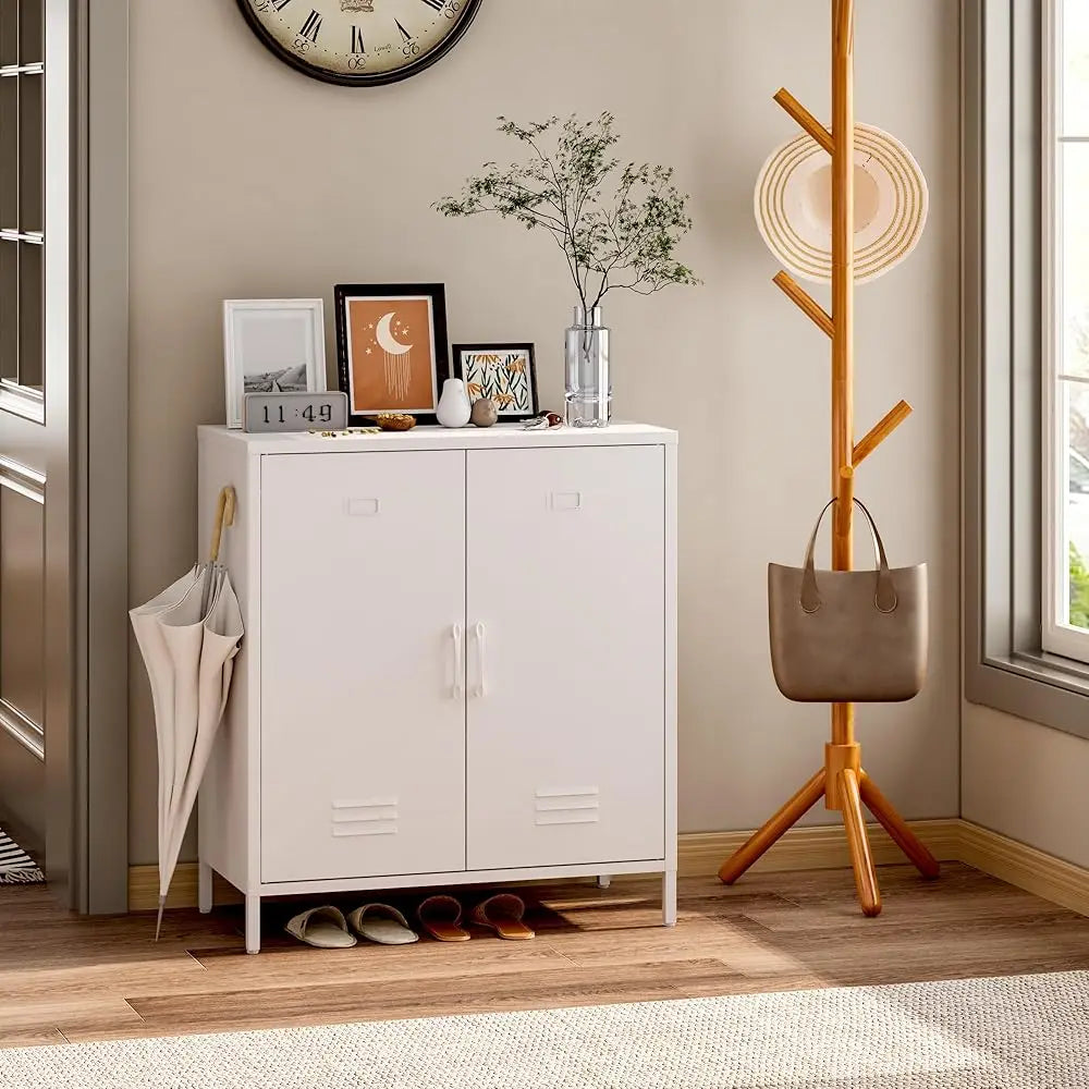 Metal Storage Cabinet 2 Door Steel Locker Sideboard Buffet Console Table