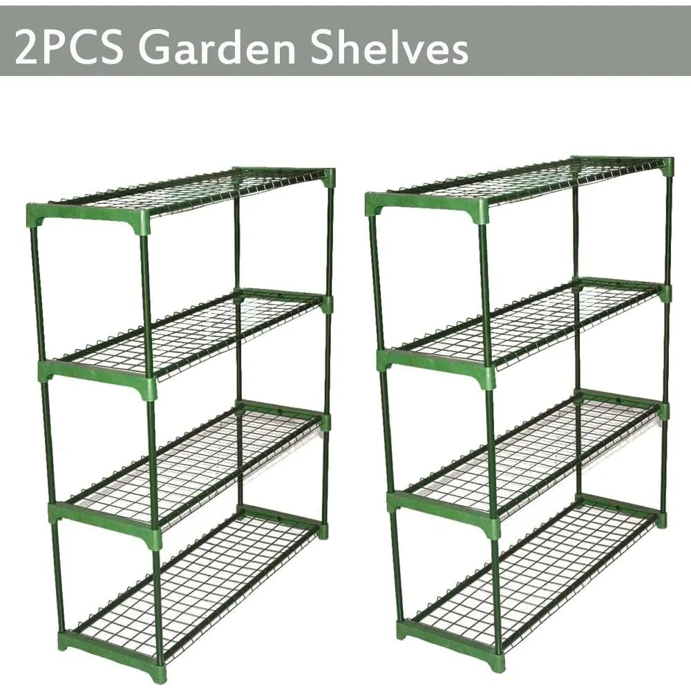 Garden Greenhouse Steel Shelving Unit Plant Stand 2 Pack Storage Racks