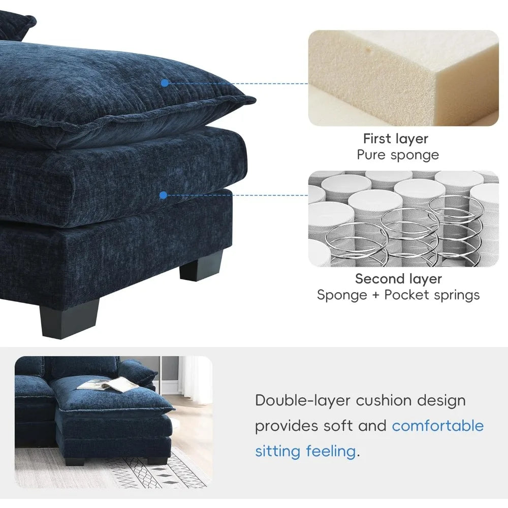 Luxury Modern U Shaped Sofa 110 Inch 4 Seater Sectional Couch