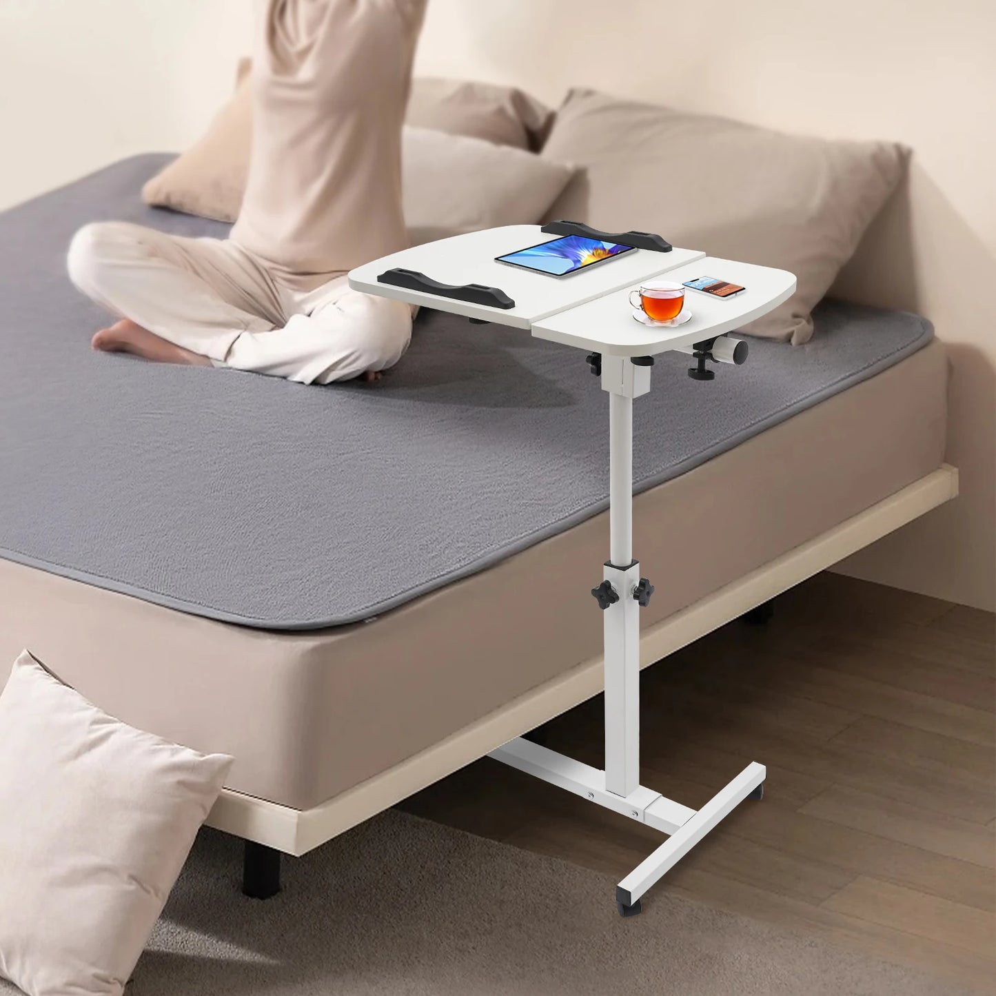 Adjustable Laptop Desk Stand with Swivel Wheels for Home Office