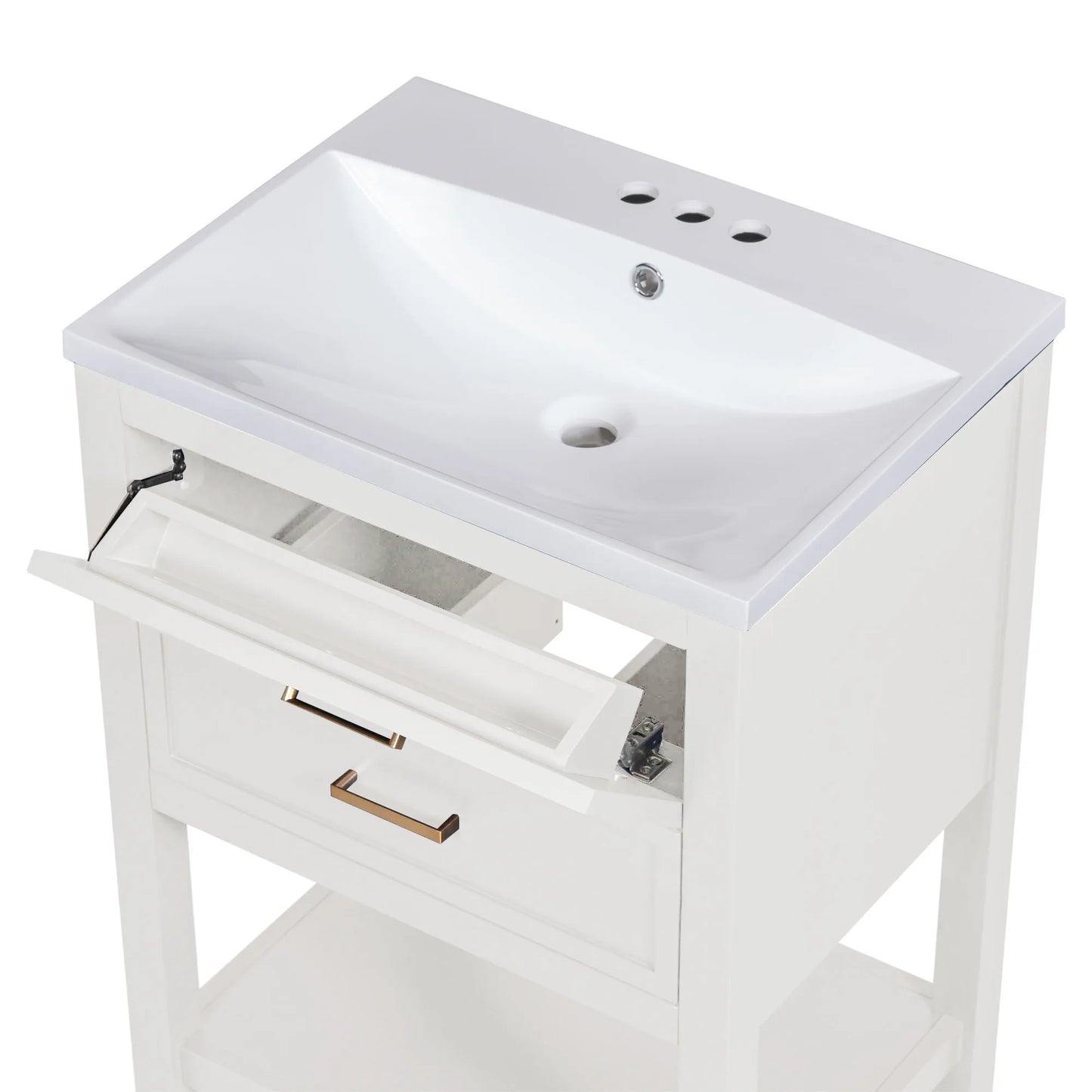 24 Inch Bathroom Vanity Modern Storage Cabinet with Sink and Drawers