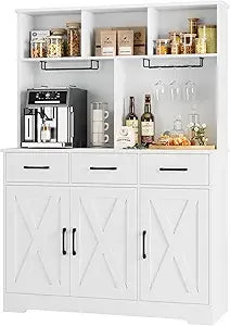 Modern Farmhouse Buffet Cabinet with Hutch and 3 Drawers