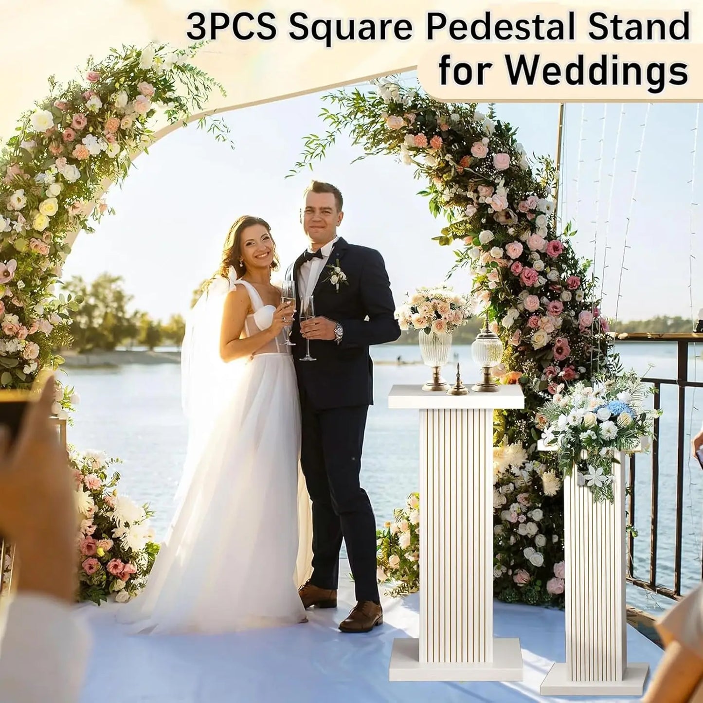 3PCS Square Pedestal Stand for Party Display Wedding Decor Plant Stand