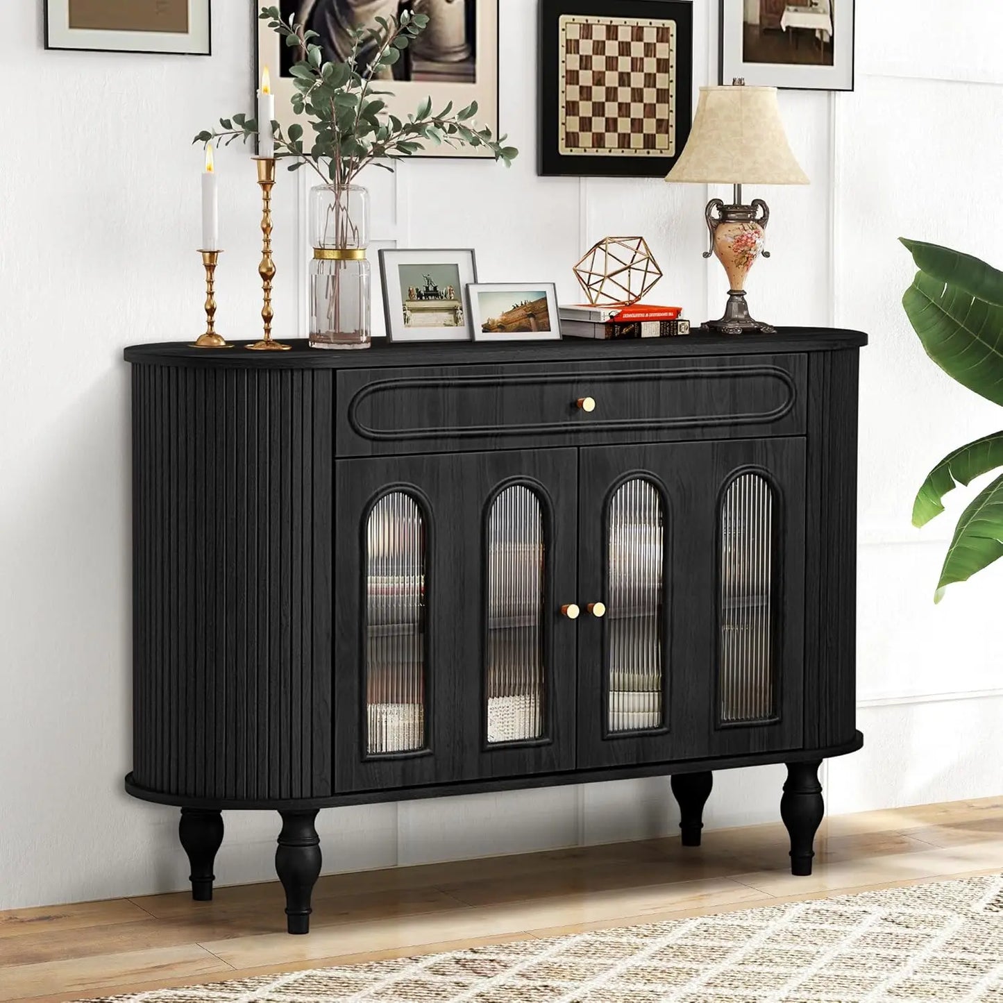 47in Fluted Sideboard Buffet Cabinet Modern Console Storage Table
