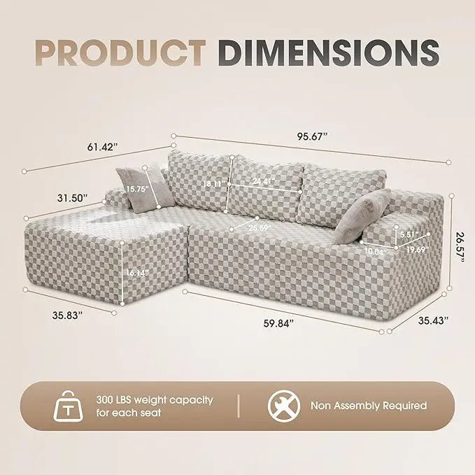 Ljustra Modular L-Shaped 3-Seat Sectional Sofa with Storage