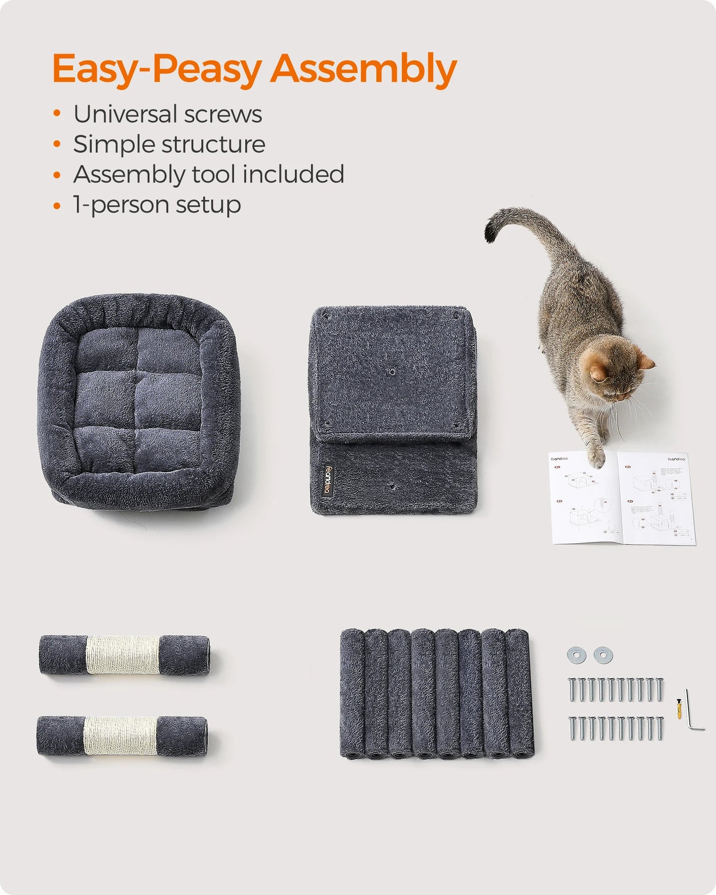 Ljustra Cat Tree 29 Inch Cat Tower Condo with 2 Caves and Scratching Post