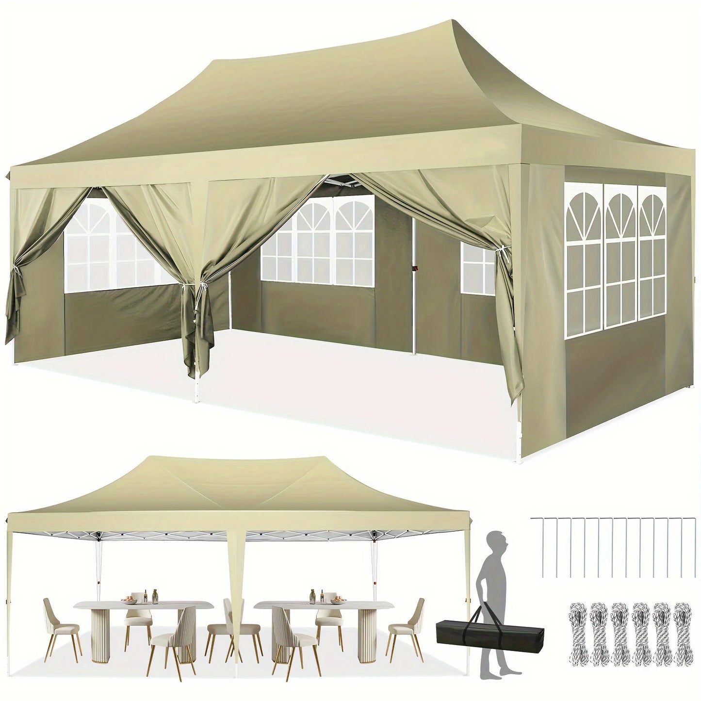 10x20 Pop Up Canopy Tent Wedding Party Outdoor Gazebo with Sidewalls