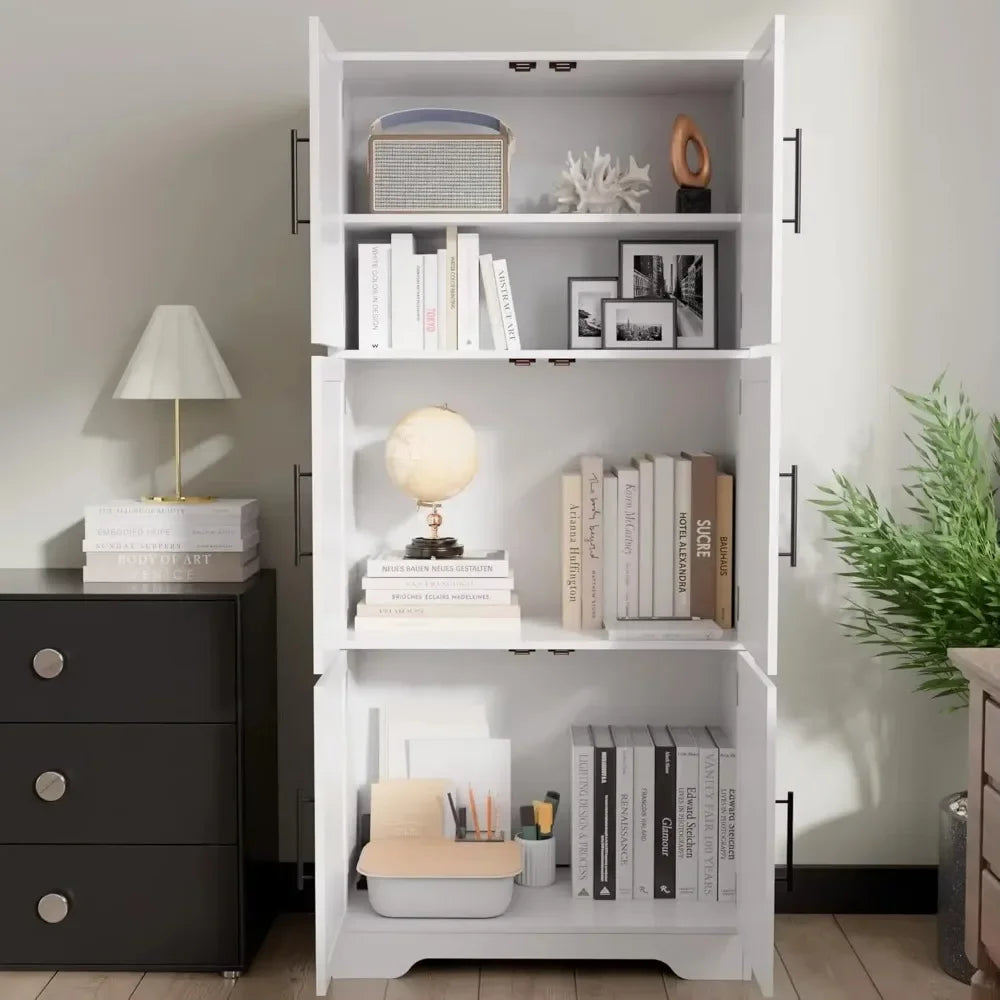 68.5 Inch Kitchen Pantry Cabinet Tall Storage 6 Doors Adjustable Shelves