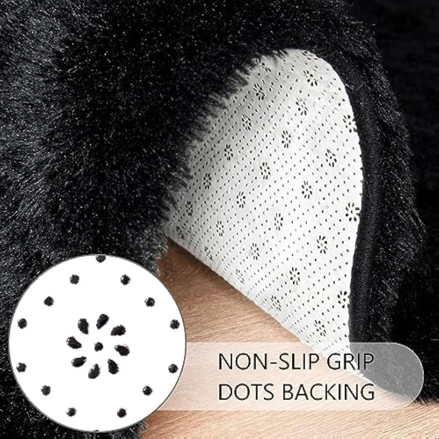 Black Runner Rug 2'x6' Long Area Rug Non Slip Shag Carpet for Home