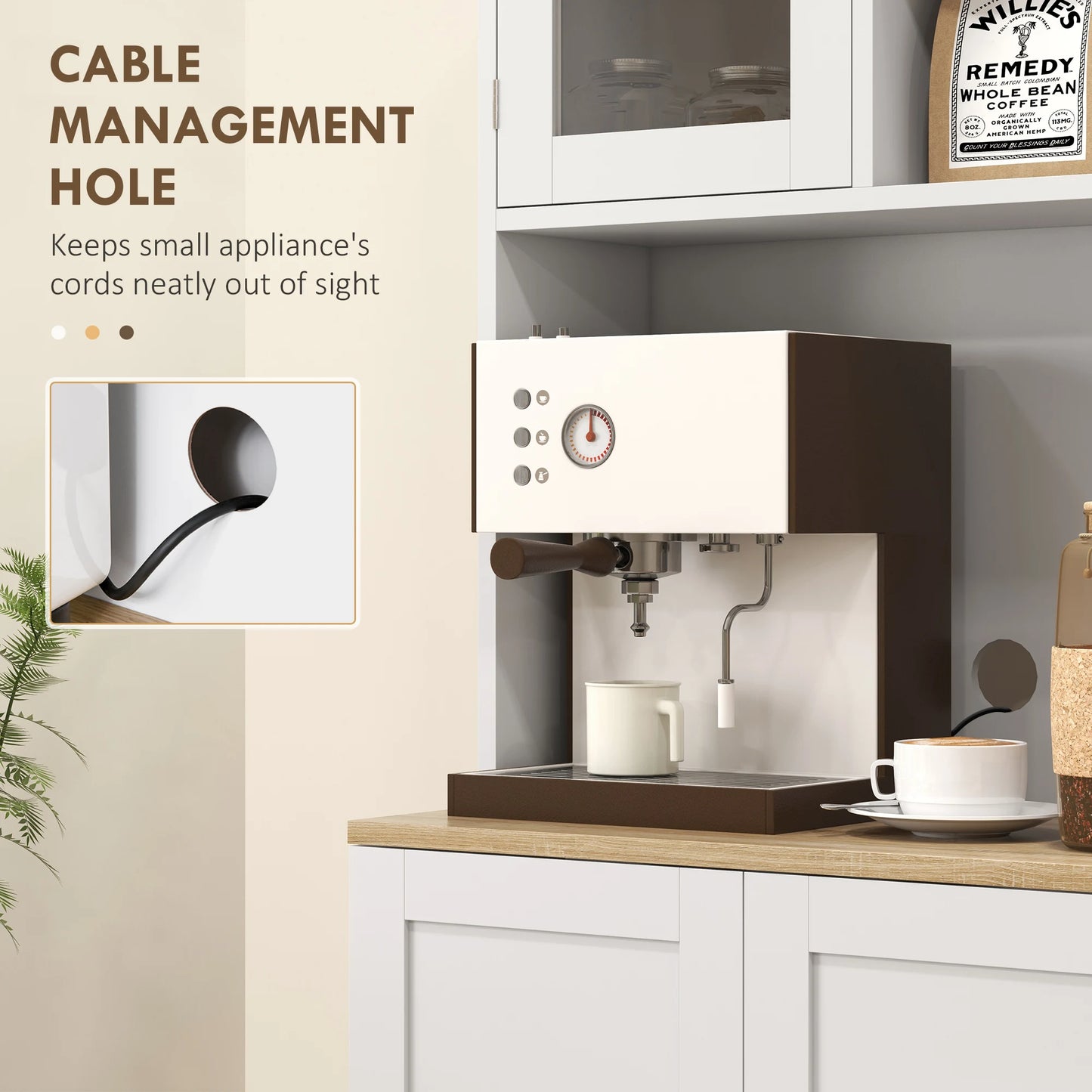 Ljustra 66.5 Inch Tall Kitchen Pantry Storage Cabinet with Microwave Stand