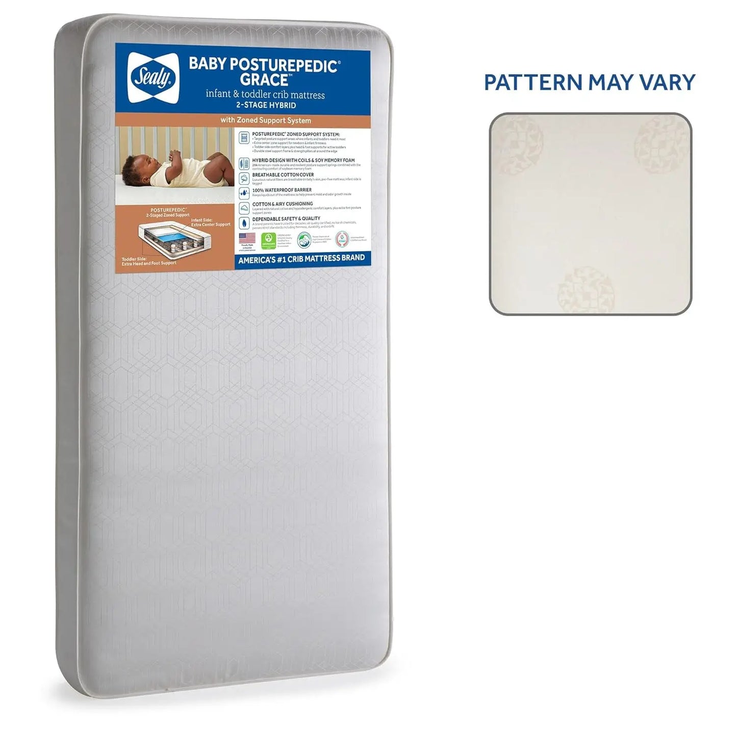 Ljustra Posturepedic Grace Hybrid Waterproof Crib Mattress Toddler Bed