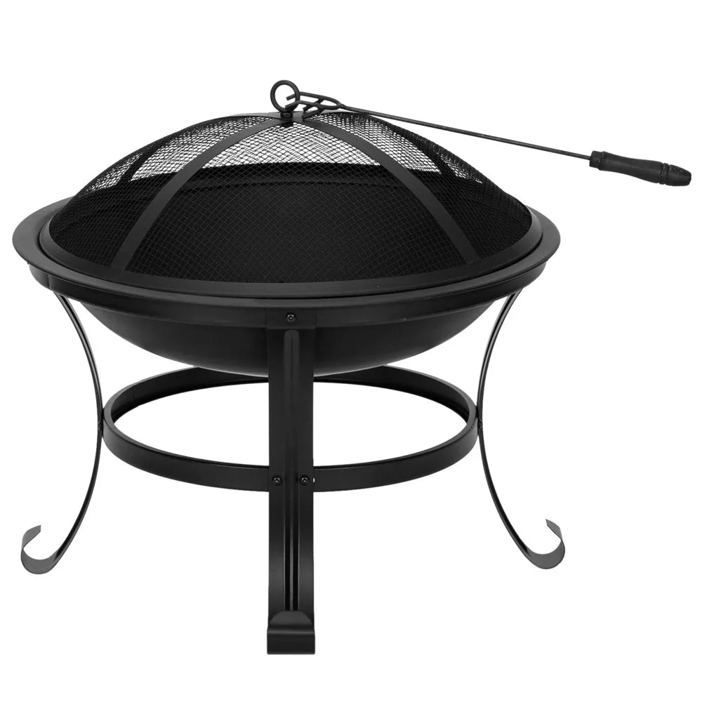 22 Inch Curved Feet Iron Brazier Wood Burning Fire Pit for Backyard