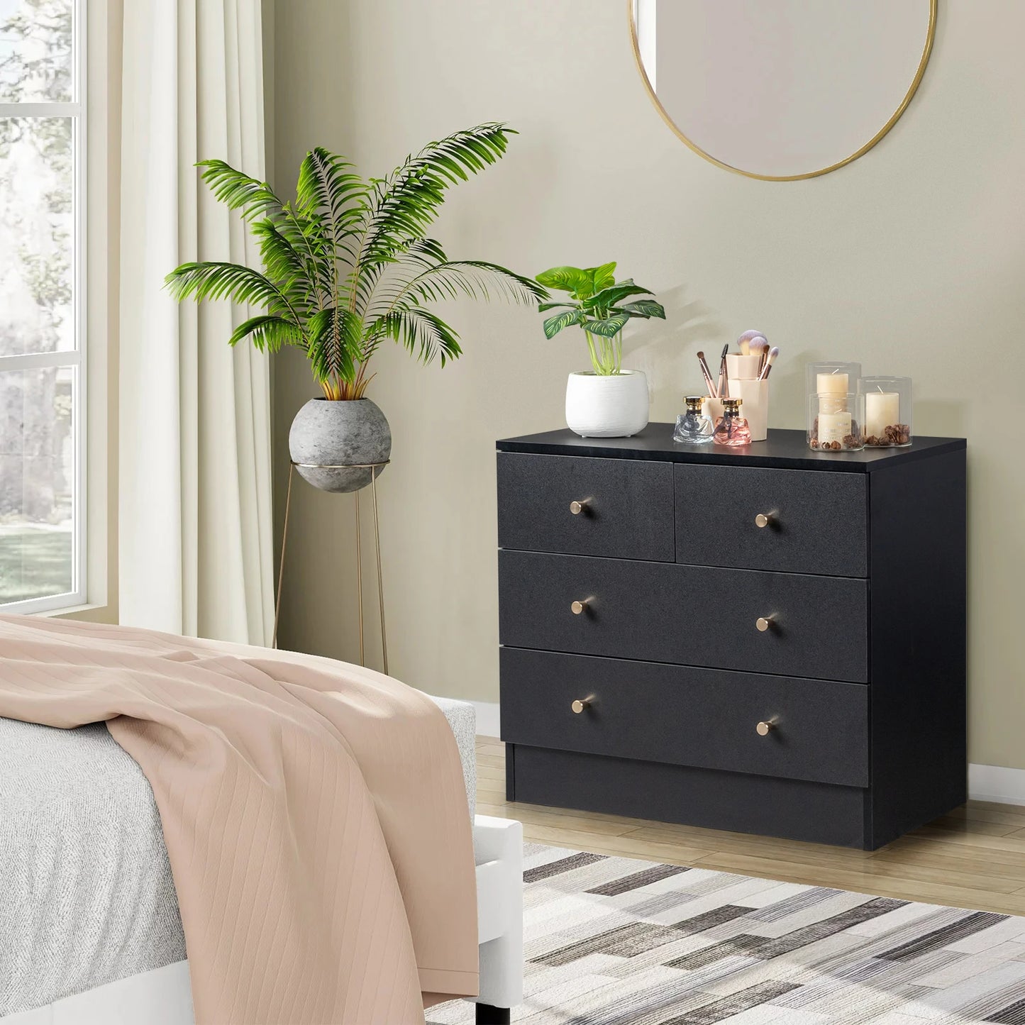 Modern Simple 4 Drawer Dresser Storage Unit for Bedroom Living Room