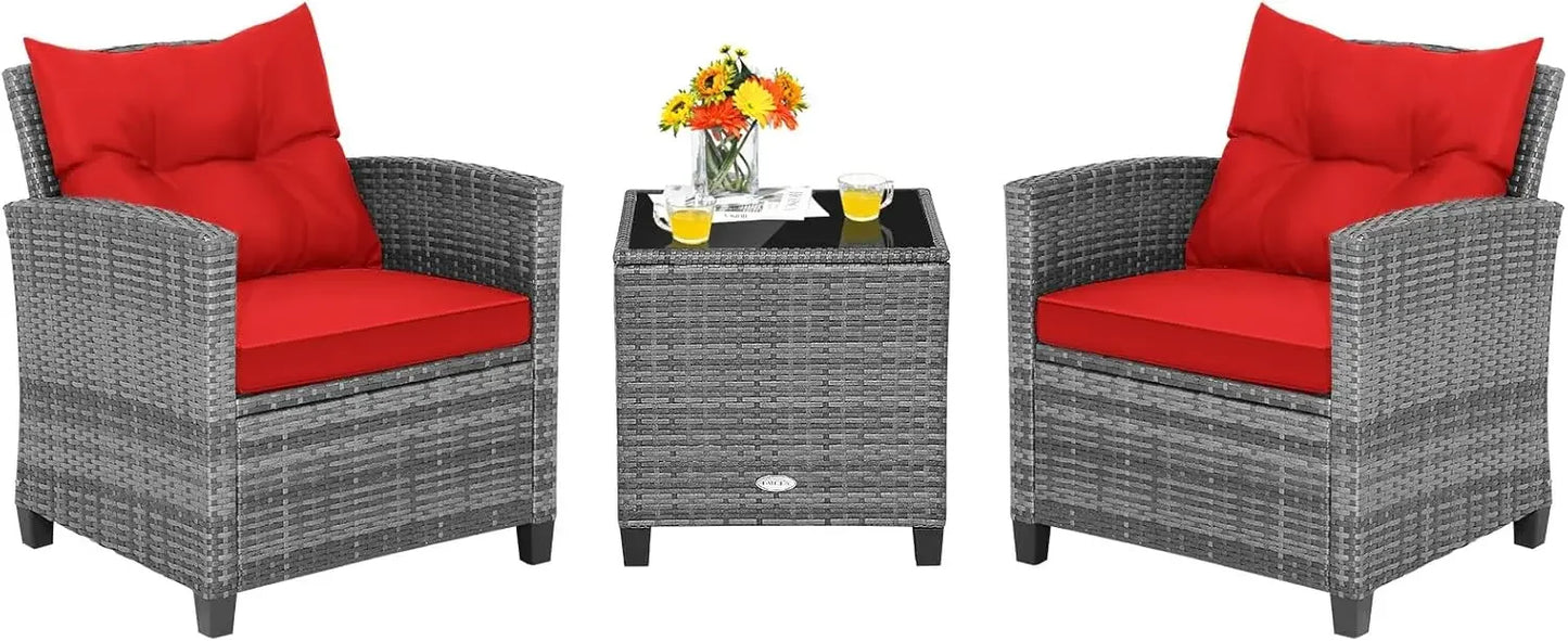 Ljustra 3-Piece Outdoor Patio Furniture Set PE Rattan Wicker Sofa