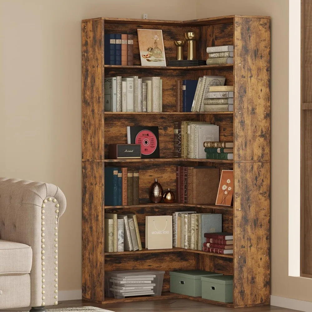 Corner Bookshelf 6 Tier Etagere Shelf Storage Rack Living Room Office