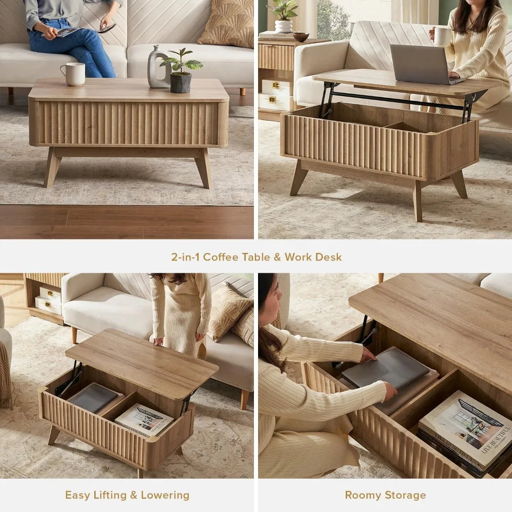 Brooklyn Lift Top Coffee Table Mid Century Modern Farmhouse Storage