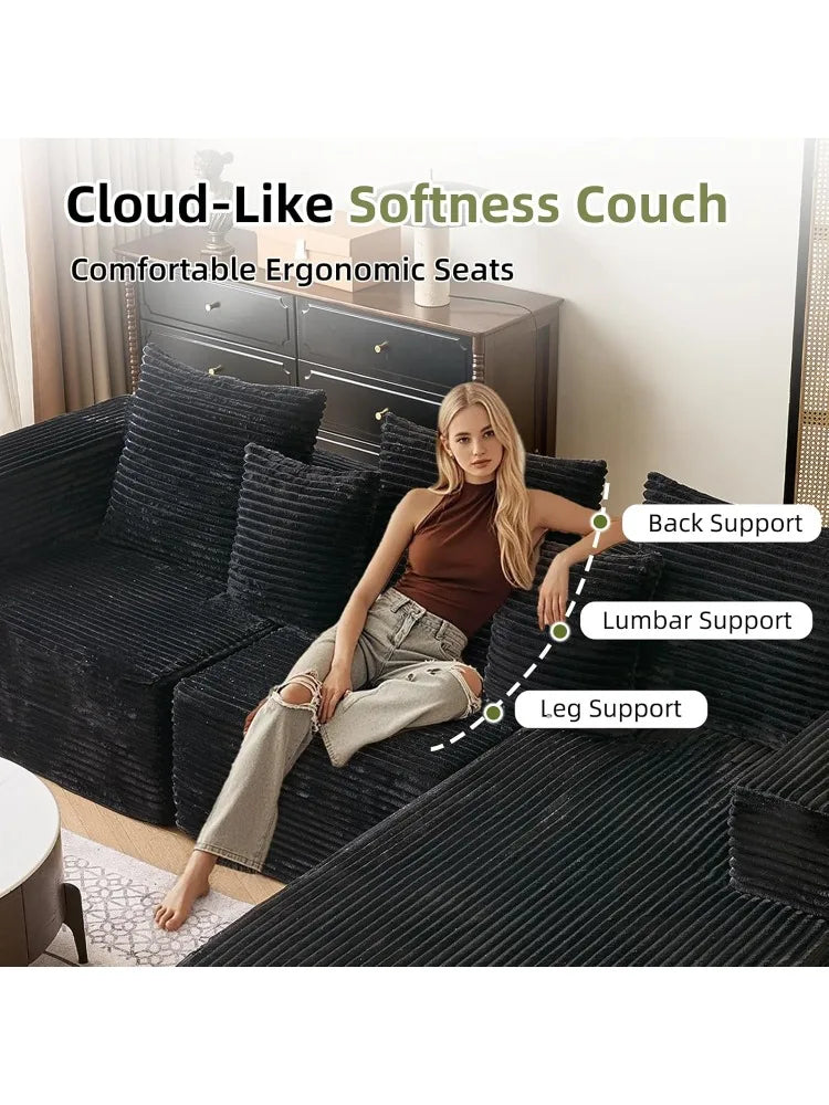 108 Inch Modular Sectional Sofa Boneless Cloud Couch L Shaped Living Room
