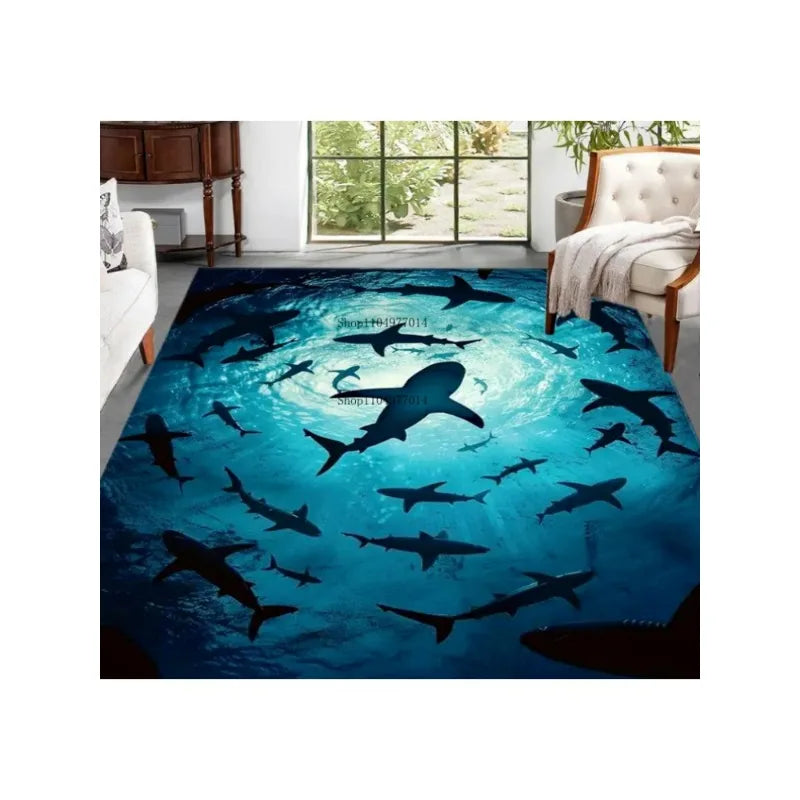 Shark Contour Anti-Slip Area Rug for Bedroom Living Room Garden Mat