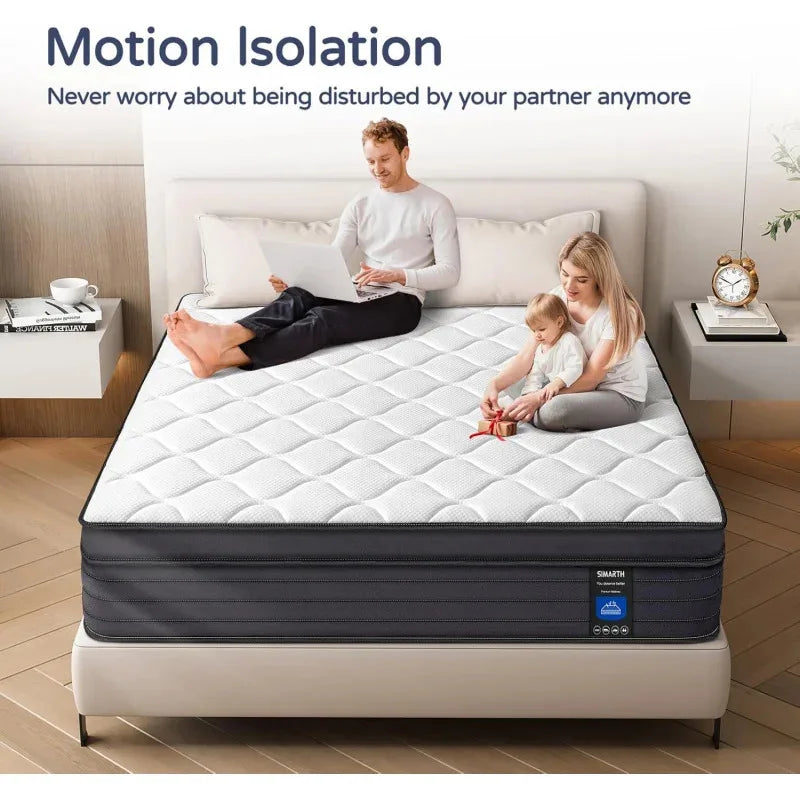 Ljustra King Size 12 Inch Memory Foam Hybrid Mattress Motion Isolation