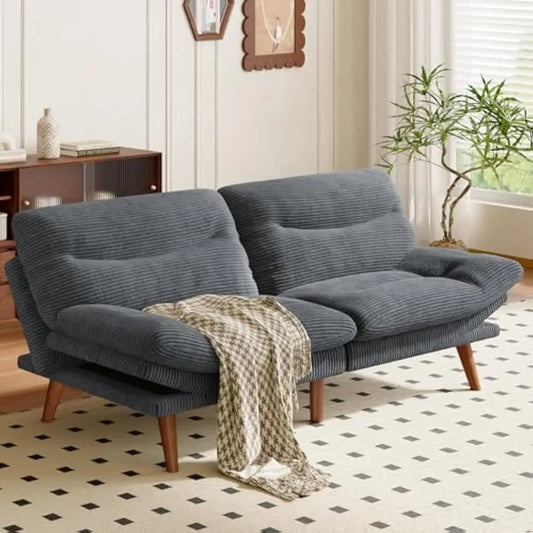 Ljustra 66 Inch Adjustable Backrest Armrests Futon Sofa Bed Sleeper