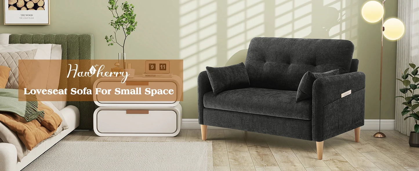 Ljustra 47 Inch Small Sofa Couch Comfy Chenille Love Seat for Living Room