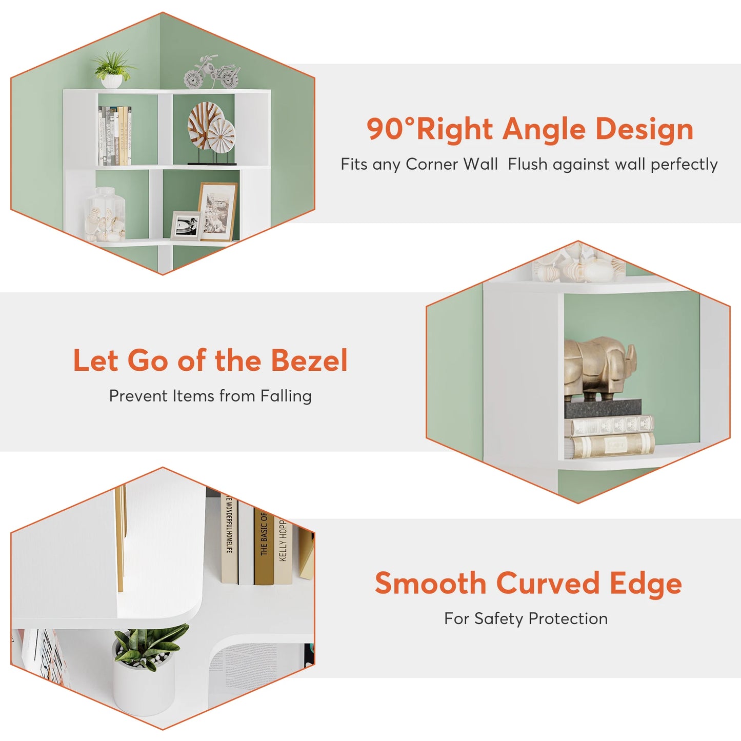 Ljustra 6 Tier Corner Bookshelf Industrial Bookcase Space Saving Design