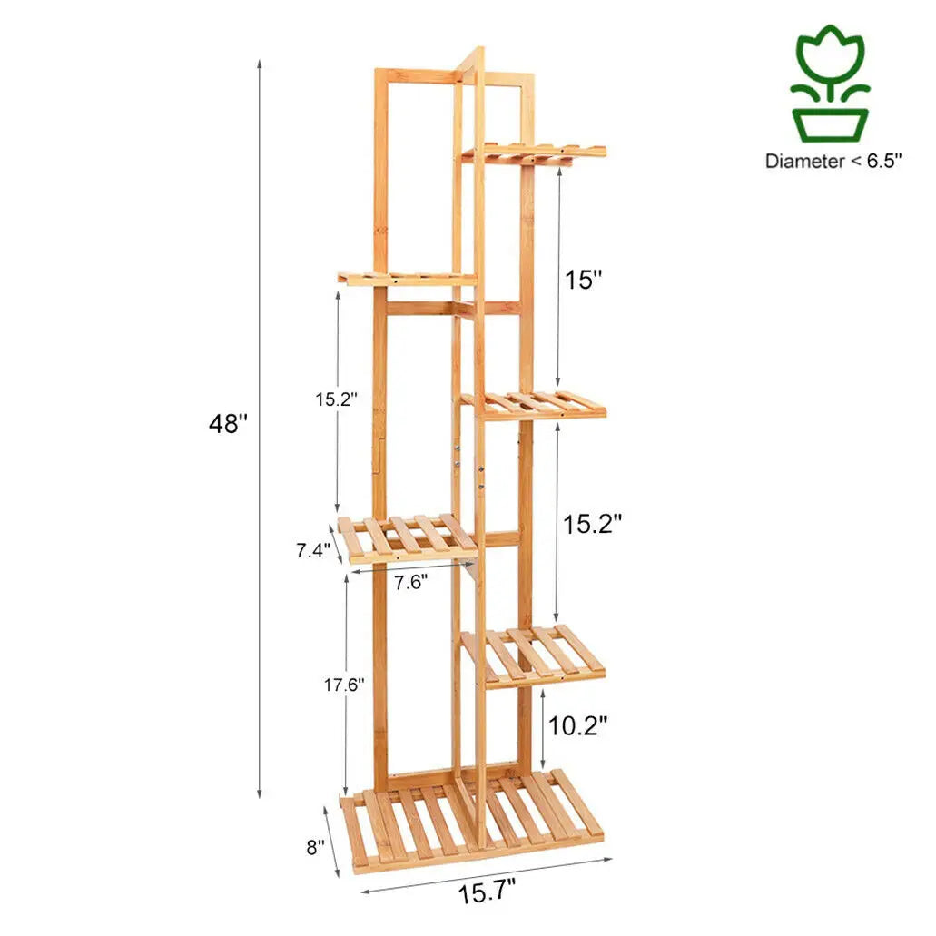 Ljustra Bamboo 5 6 Tier Plant Stand Rack Indoor Outdoor Flower Shelf