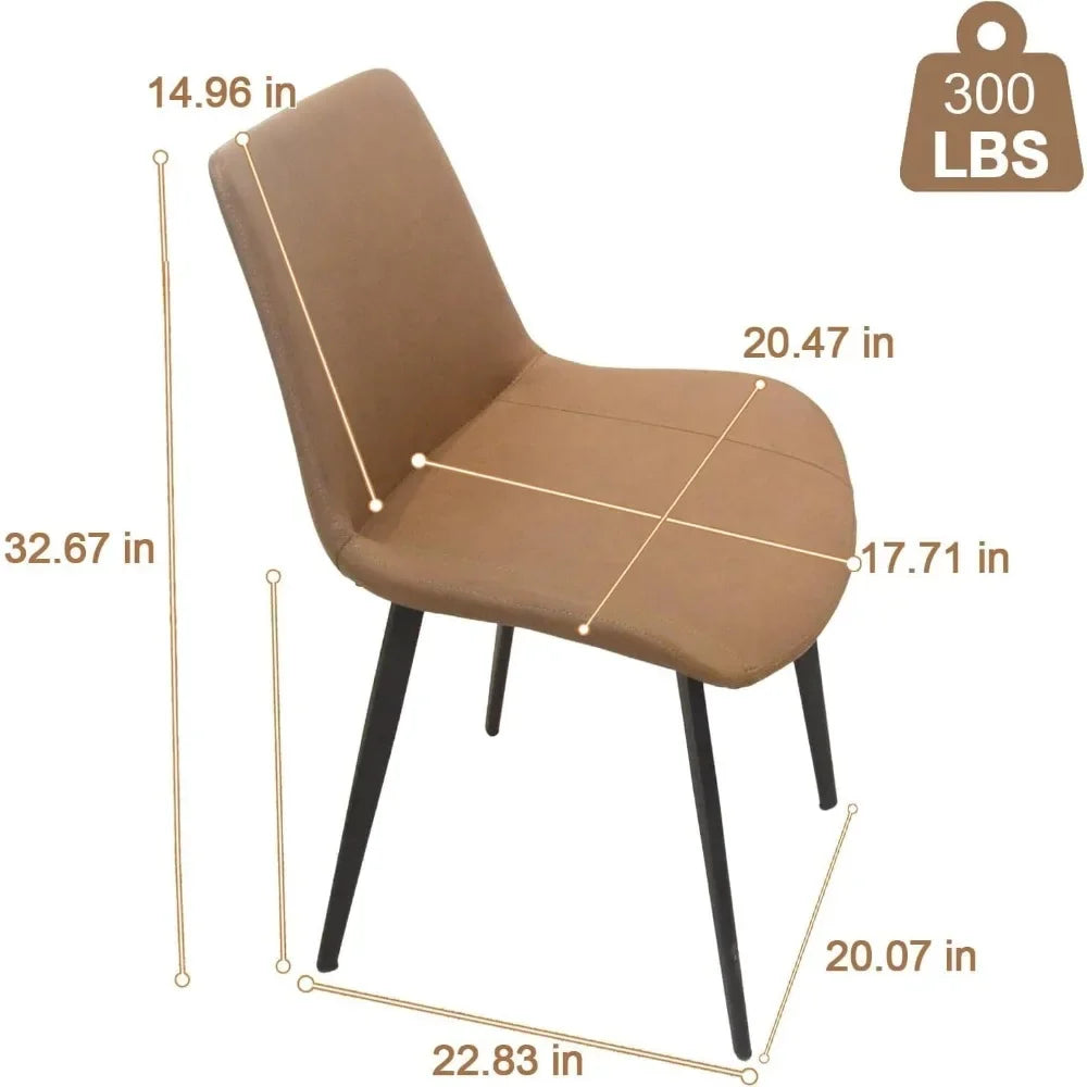 Modern PU Leather Dining Chairs with Sturdy Metal Legs for Home