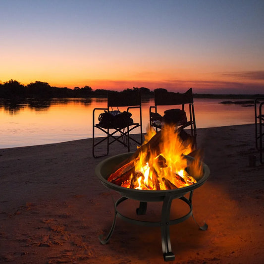 22 Inch Curved Feet Iron Brazier Wood Burning Fire Pit for Backyard