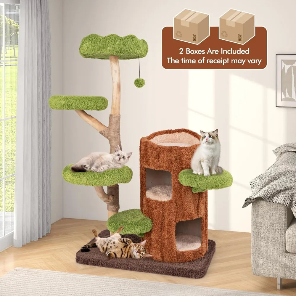Ljustra 55 Inch Multi-Level Cat Tree Scratching Post Double Decker House