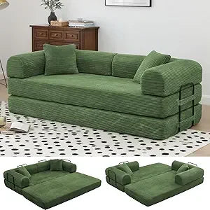 Ljustra Convertible Sofa Bed King Size Corduroy Sleeper Couch No Assembly